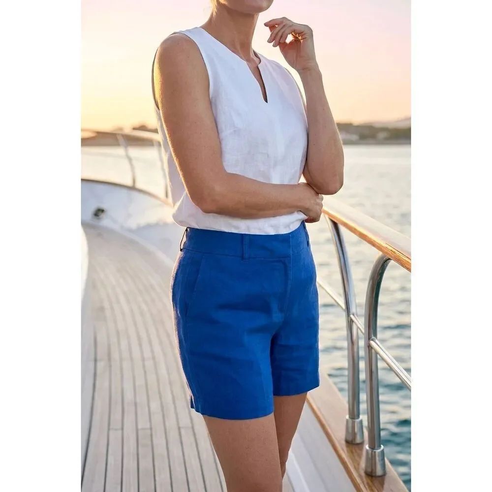🔹️Willi Smith Blue Linen Chino Shorts Size 10